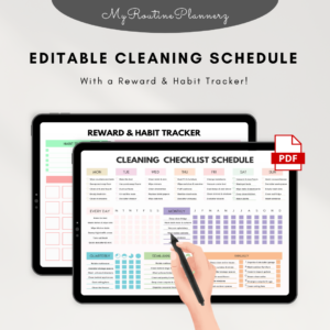 EDITABLE CLEANING PLANNER – PLAN, TRACK & STAY MOTIVATED!