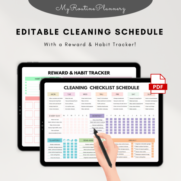 EDITABLE CLEANING PLANNER – PLAN, TRACK & STAY MOTIVATED!