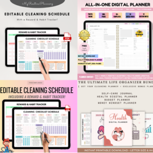 [ Get Your All In One Planner ] + Editable Cleaning Schedule + Extra Templates and Printables!